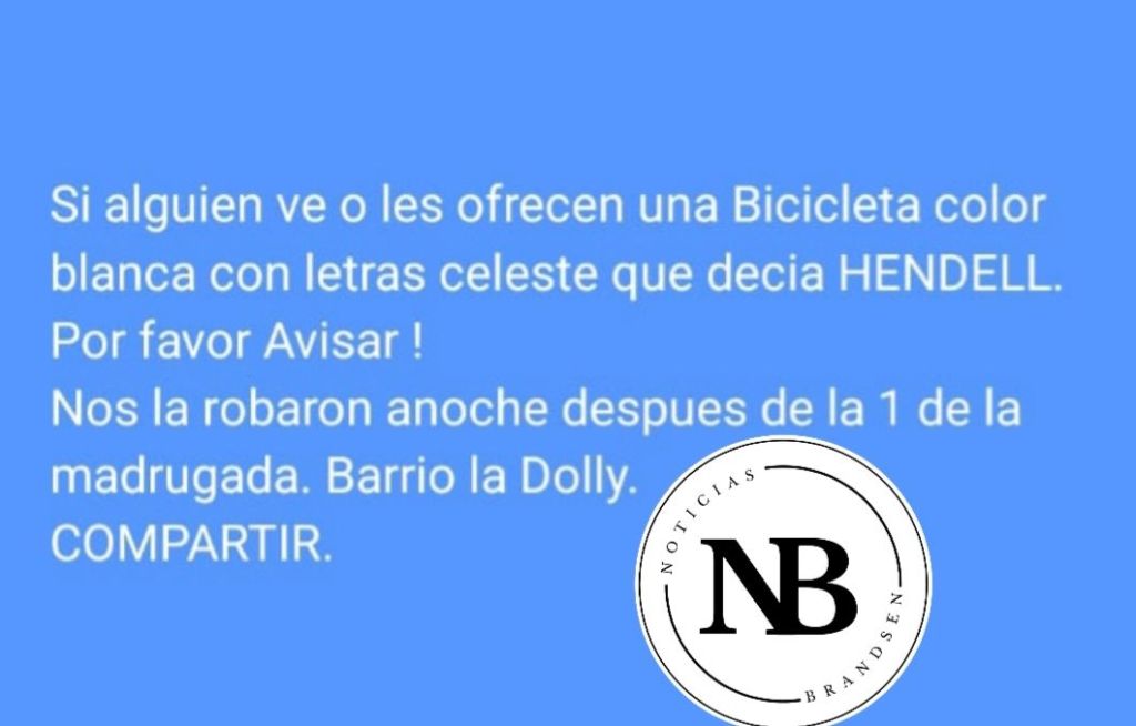 ROBARON UNA BICICLETA EN BARRIO LA DOLLY