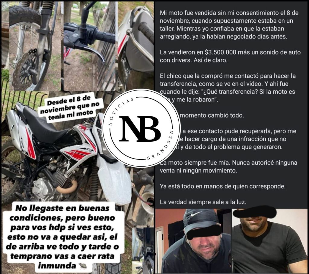 PRESTÓ SU MOTO, LE DIJERON QUE LA LLEVABAN A UN TALLER Y DIAS DESPUÉS SE ENTERÓ QUE LA HABIAN&nbsp;VENDIDO