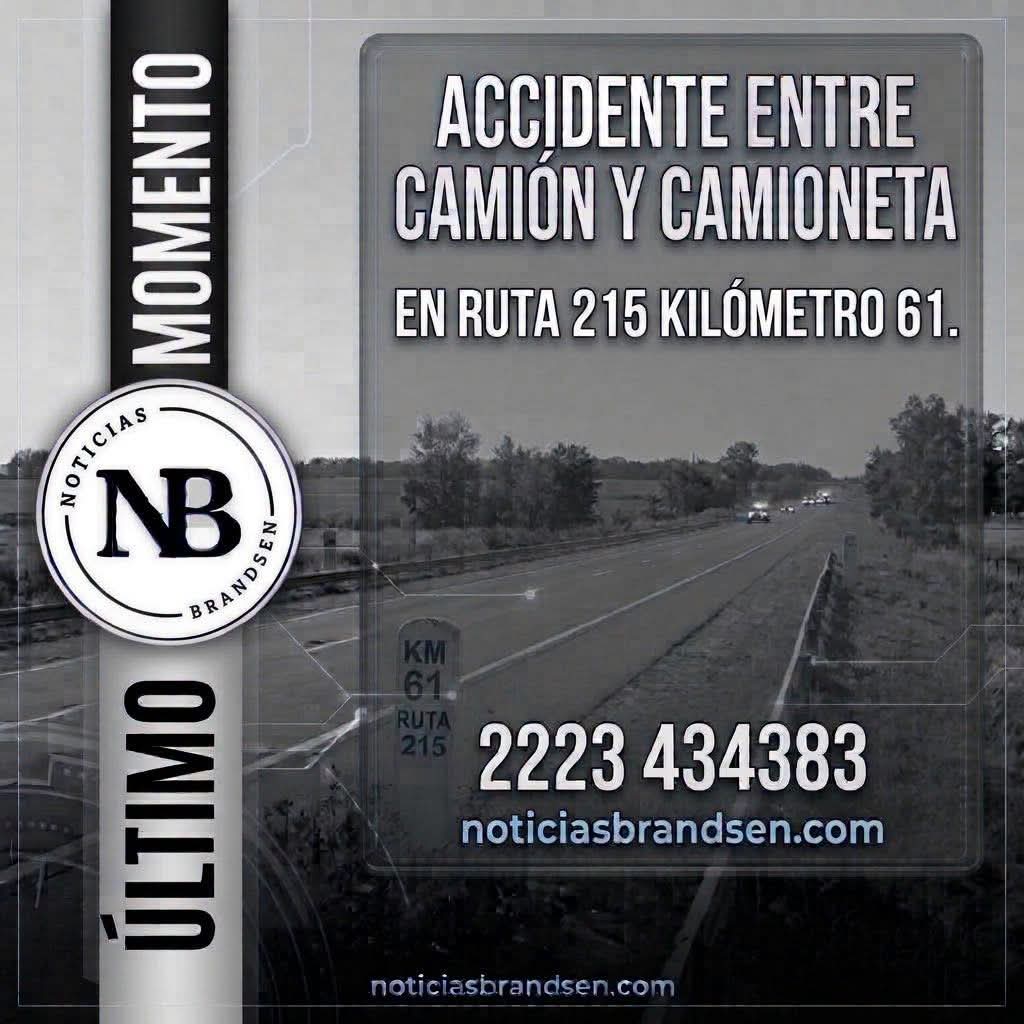 ACCIDENTE ENTRE UN CAMIÓN Y UNA CAMIONETA EN RUTA 215
